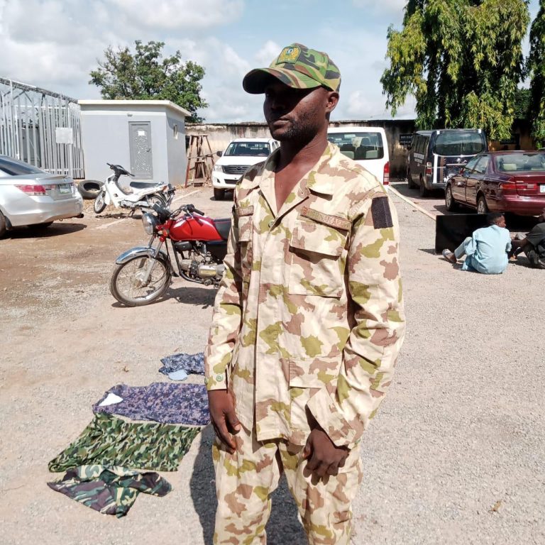 NSCDC arrests fake soldier who defrauded 22 residents in Nasarawa.