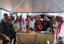 The ceremonial decoration of Eze Dr Chika Nwokedi as the elected chairman of Ezendigbo council Lagos.