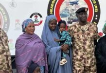Nigerian Army hands over rescued Chibok girl, 3 children to Borno govt
