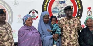 Nigerian Army hands over rescued Chibok girl, 3 children to Borno govt