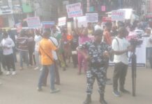 Protesters march in Ikeja despite heavy security presence