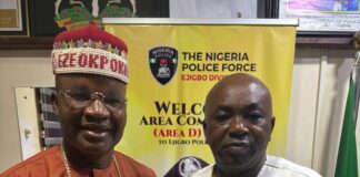 Eze Chika appreciates Nigeria police for their diligence as he embarks on a periodic tour to show support Eze Chika Nwokedi and ACP Bamidele of Area D Command
