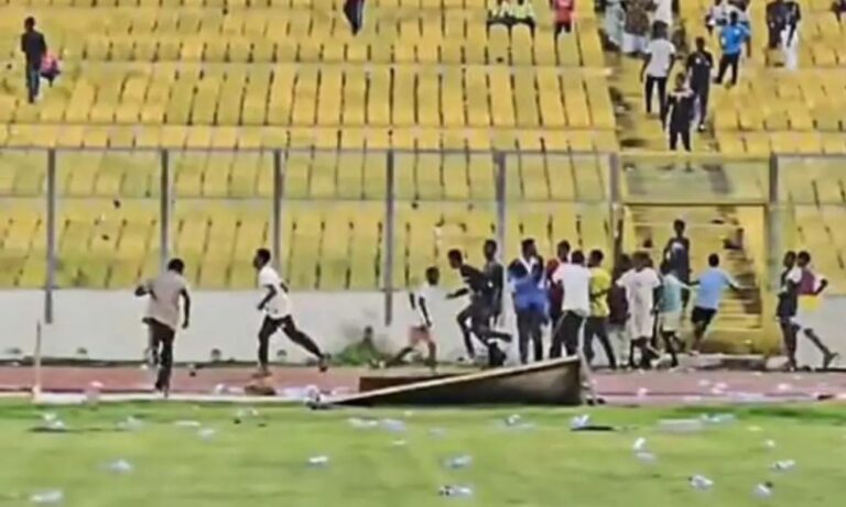 Angry fans invade pitch after Ghana lose to Angola in Kumasi