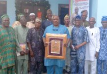 Award of Excellence Presented to General Manager, Lagos State Printing Corporation by Nigerian Union of Pensioners, Lagos State Council