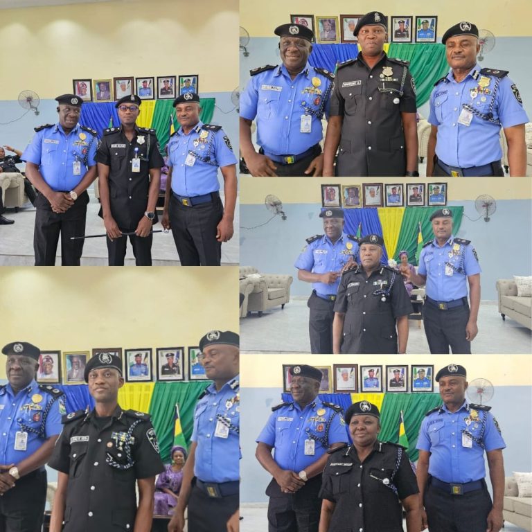 CP Olufemi Abaniwonda decorates newly promoted police officers in Delta state.