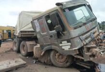 Ogun: Okada rider escapes death as truck crashes into illegal garage