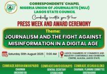 Correspondents’ Chapel of Nigeria Union of Journalists (NUJ), Lagos State Council set to kick off 2025 Press Week