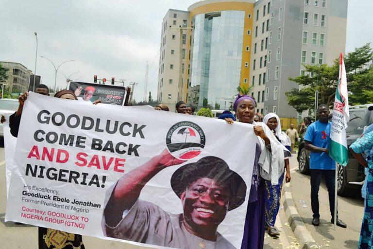 ‘Goodluck come back and save Nigeria’ march breaks out in Abuja