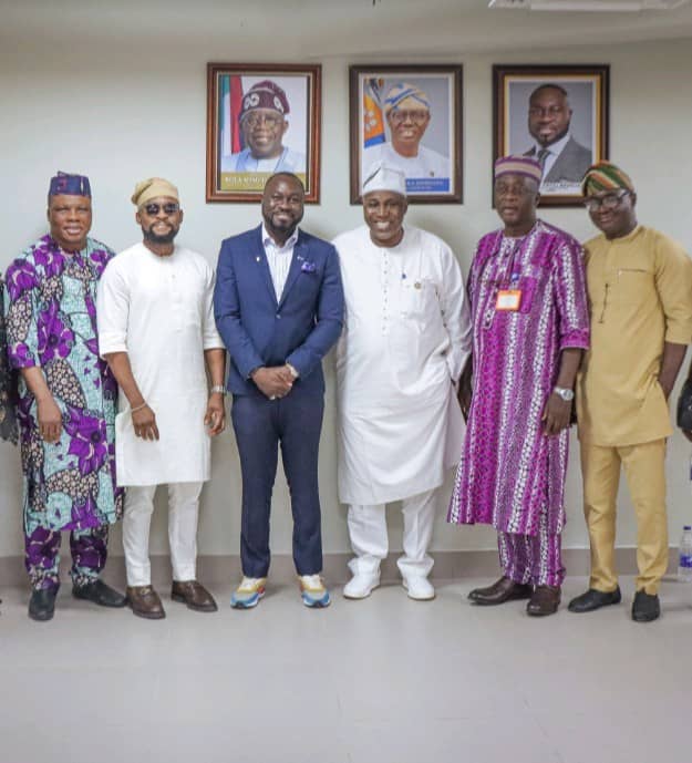 L-R: The Chairman, Committee on Information, Security and Strategy, Lagos State House of Assembly, Hon. Ogundipe Stephen Olukayode; Chairman, Committee on Energy and Mineral Resources, LAHA, Hon. Sobur Akanbi Oluwa; MD/CEO, Lagos State Signage and Advertisement Agency (LASAA), Prince Fatiu Akiolu; Chairman, Committee on the Environment (Parastatals), LAHA, Hon. (Engr.) Shabi Adebola; Chairman, Committee on Procurement, LAHA, Hon. Apata Samuel; and the Committee Clerk, LAHA, Mr. Olaosebikan Ebenezer during the Committee's oversight function at LASAA in Lagos ..,Monday
