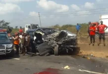 Fatal Lagos Crash: Truck Smashes Car, One Dead, Woman Hurt