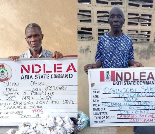 83-year-old, 78-year-old grandpas arrested for drug trafficking in Abia, Ekiti