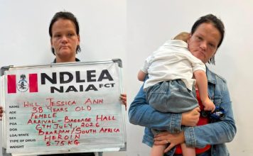 NDLEA intercepts South African lady with 3-year-old son as cover to traffic heroin